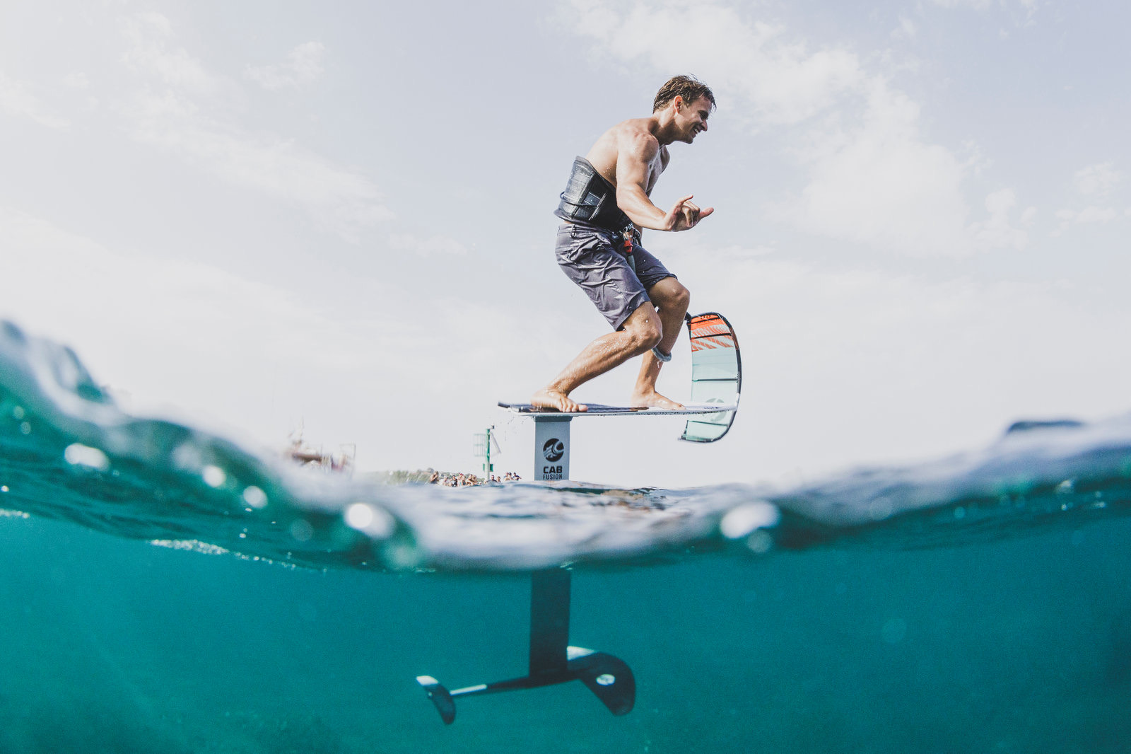Lucas hydrofoil kiteboarding before the attack